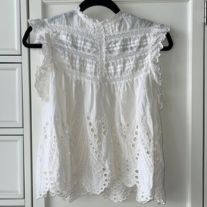 Zara White Embroidered Top
